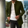 Autumn Winter Fashion Mens Woolen Coats Trend Solid Slim Single Breasted Lapel Long Suit Jacket Man Simple Casual Overcoat 240125