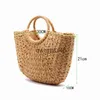 Totes New andmade Semicircle Women andbag Summer Woven Beac Bag Female Boemia Straw Fasion Knied Top-andle Vacation ToteH24218