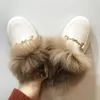 Kids Fur Shoes Children Warm Outdoor Slides Baby Girls Slippers Toddler Beige Brand Flats Princess Slides Slip On Shoes Winter 240118