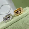 2024 Quatre Feuilles Trèfle Cleef Bague Kaléidoscope Anneaux pour Femmes Or Sier Diamant Bague À Ongles Anneaux Valentine Party Designer Jewelryq3