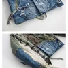 ABOORUN hommes Hi Street trou Patchwork Denim veste Streetwear épais vers le bas coton Jean manteau pour homme 240123