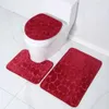 Toilet Seat Cover 3Pcs Set Bath Mat Shower Room Floor Rug Home Bathroom Anti-Slip Absorbent Doormat Pebbles Bathtub Decor Carpet 240122