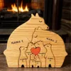 Incisione gratuita personalizzata personalizzata Famiglia di orsi Puzzle in legno Regalo di compleanno di Natale Nome Scultura 27 Nomi Decorazione da scrivania 240129