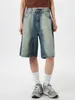 Jeans femininos reddachic azul gradiente baggy jorts mulheres vintage lavagem cintura alta perna larga denim shorts casuais calças curtas coreano y2k