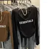 T-shirts pour femmes en gros doux automne hiver hauts essentiels à manches longues chemise de culture plis latéraux extensible serré mince sexy femmes haut