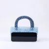 Pequenas bolsas de contas designer crossbody sacos claro acrílico cristal pérola frisado caixa azul personalizado feminino bolsa de tecido 240125