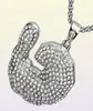 HIP Hop complet Rhineston écrevisse pendentif collier Bling glacé en acier inoxydable couleur or colliers pour hommes bijoux60373289503663