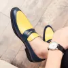 Casual Spring New Men Classic Color Block Flat Loafers Fashion Leather S Office Wedding Business Shoe Shoe Shoe