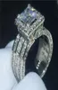 Vecalon Vintage Ring 925 Sterling Silver Princess cut 3ct Diamond Cz Engagement Wedding Band rings for women Finger Jewelry9088576