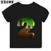 T-shirts Mc Game Print Funny Boys Vêtements 1 2 3 4 5 6 7 8 9 ans Numéro d'anniversaire Bow Cartoon Enfants T-shirt Bébé Cadeau Tops Filles T-shirts Q240218