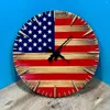 벽시계 미국 국기 패턴 시계 책상 장식을위한 나무 골동품 거실 침실 홈 오피스 장식 예술