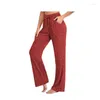 Pantalons pour femmes Printemps Automne Couleur Unie Mode Taille Élastique Pantalon À Jambes Larges Femmes Haute Rue Décontracté Poches Lâches Cordon