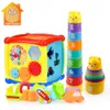 Utbildningsmultifunktionella musikinstrument Leksaker Toddler Piano Activity Cube Geometric Blocks Sortering Cups Kids 240131