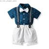 T-shirts 2023 Summer Casual Style New Boys Clothing Childrens Kort ärmskjortor Star Tryckt Shorts Q240218