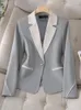 Abiti da donna per ufficio a maniche lunghe donne blazer formale donna beige blu marrone femmina lavoro lavoro indossare una giacca sottile per l'autunno inverno