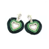 Boucles d'oreilles pendantes en forme de cœur en cristal blanc scintillant pour femmes, romantique, corde en coton, pendentif en forme d'amour, cadeau de noël
