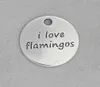 Fashion Alloy Round I Love Unicorns I Love Flamingos Message Pendant Charms For Kids 50pcs 21mm AAC18903710136