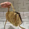 WOMENS 19 paillettes SHIMMER BASSE SCHETTER CLASSE CLASSE trapuntato oro/argento metallo vallentine Crossbody Shoudler borse