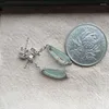 Dangle Küpeler Doğal Kalsedon Pürüzsüz ve yarı saydam fasulye Çin Retro Yaratıcı Cazibesi Kadınlar Marka Gümüş Takı