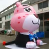 wholesale Lovely brown 10/26ft cute airtight inflatable bear balloon boy and girl with bow for Animation Exhibition event advertising animal mascot cartoon