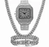 Chaînes de chaîne glacées Bling Out Miami lien cubain strass montre colliers Bracelet femmes hommes ensemble de bijoux Hip Hop tour de cou 6403569