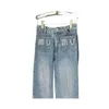 Miui Luxury Womens Clothing Jeans Female Pants Bell Bottom Denim Waist Blue Slacks Trousers Design Sweatpants
