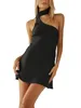 Casual Dresses Women s Summer Halter Neck Mini Dress Sexig One Shoulder Sleeveless Party Cocktail BodyCon Short