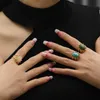 Moda forma ovale pietra preziosa anelli aperti misura regolabile semplice colore oro acciaio inossidabile gioielli sfusi per donne ragazza bambino regalo 240125