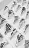 100 piezas mezcla de anillo Retro hombres enteros trébol flor encanto Chapado en plata antigua declaración pequeño anillo Vintage para mujer 7703342