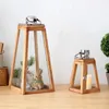 Estatuetas decorativas YY Lanterna de vidro de madeira nórdica para sala de estar e amostra de decorações de castiçal de mesa