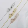 Pulseira de chita pintada com tendência da moda europeia e americana com corrente de clavícula de leopardo cheia de diamantes em prata esterlina S925 para homens e mulheres da moda