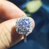 100% Rings 1CT 2CT 3CT Brilliant Diamond Halo Engagement For Women Girls Promise Gift Sterling Silver Jewelry 240202