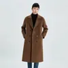 Men's Knitted 100 Wool Coat High grade Comfortable Polo Collar Full Sleeve Men's Cardigan Double sided Wool Coat 4 colors 240122