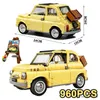 Block 960st Technical Fiat 500 byggstenar 10271 Classic Yellow Car Model Creator Assemble fordons tegelstenar för pojkar barn gåva