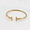 2024 Classic Brand Letter T Bangle Bracelet Stainless Steel Jewelry for Women Giftq2