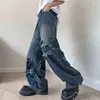Mäns jeans PFHQ tvättade dubbla skiktade skurna hål ihåliga ut brett ben för tidvattenavkant Skivdesignbyxor Autumn 21Z3608