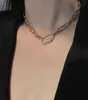 Kedjor Lovoacc mode full strass papperslipphänge halsband för kvinnor guldfärg chunky länkade kedjekokare halsband juvel5350165