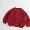 Baby Sweater Christmas Red Autum Winter Baby Boy Dziewczyna ubrania Dzieci Długie rękawie Dzieci Maluch Kardigan Swater Owester Zewnętrzna 240129