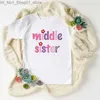 T-shirts Big Sister Little Sister Twins Sister Tshirt Children Short Sleeves Tops Matching Outfit T-shirt White Tee Kids Top Girl Clothes Q240218