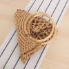 Totes andmade Women andbag Coon Rope Woven Mes Bag Summer ollow Straw Beac Bags Boemian Wooden andle Knied Female NetH24218