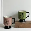 Kubki ręcznie malowane Tulip Ceramic Cup ze starożytnym stylem kwadratowym usta i dużą pojemnością