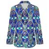 Damesblouses Evil Eye Charm Blouse Abstract Print Modern patroon Casual dames los overhemd Herfst Oversized top met lange mouwen