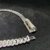 Moissanite Clasp Lock 10mm Miami Cuban Link 925 Sterling Silver Diamond Chain Hip Hop Men smycken halsband