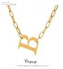 Yhpup High Quality Stainless Steel Letter B Pendant Necklace for Women Charm Metal Chain Choker Necklace Statement Jewelry 20206553395