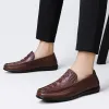 Cuir 2398 Daily Slip on Mens Locs Crocodile Driving Chaussures décontractées Comfort Mocasines Marque Soft Sole Man Social Business