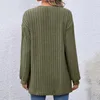 Damenblusen, gerippte Strickpullover für Damen, drapierte Vorderseite, offene Strickjacke, lässige, langärmlige, leichte Bluse, Wollstrickpullover