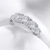 Smyoue 18k Plated 36CT All Rings for Women 5 Stones Sparkling Diamond Wedding Band S925 Sterling Silver Jewelry GRA 240122