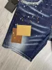 Jeans pour hommes Tendance de la mode Trou décontracté Peint à la bombe Short de rue MotoBiker Slim Fit Denim D10-1