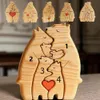 Incisione gratuita personalizzata personalizzata Famiglia di orsi Puzzle in legno Regalo di compleanno di Natale Nome Scultura 27 Nomi Decorazione da scrivania 240129