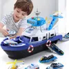 Kids Toys Simulation Track Inertia Boat Diecasts Toy Vehicles Music Story Light Toy Ship Model Toy Car Parking Boys Toys 240201